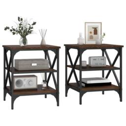 Berkfield Home Side Tables 2 pcs Brown Oak 40x42x50 cm Engineered Wood - Size: 40 x 42 x 50 cm - thumbnail 4
