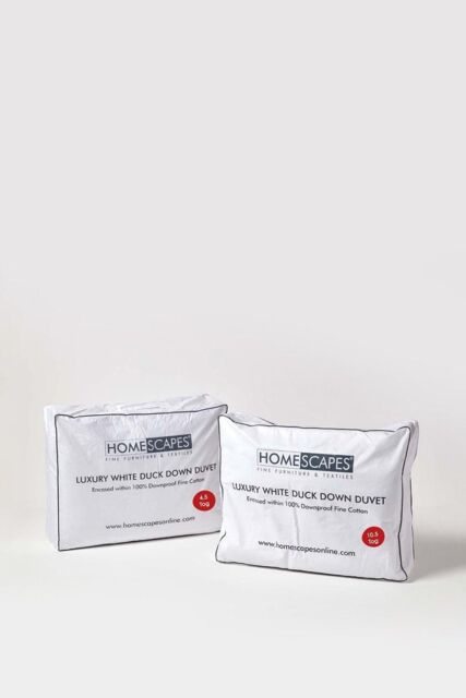 Homescapes Luxury White Duck Down 15 Tog All Seasons Duvet - Size: Single - image 1