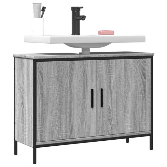 Berkfield Home Bathroom Sink Cabinet Grey Sonoma 80x30x60 cm Engineered Wood - Size: 80 x 30 x 60 cm - image 1
