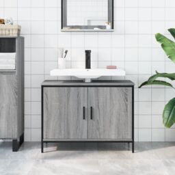 Berkfield Home Bathroom Sink Cabinet Grey Sonoma 80x30x60 cm Engineered Wood - Size: 80 x 30 x 60 cm - thumbnail 3