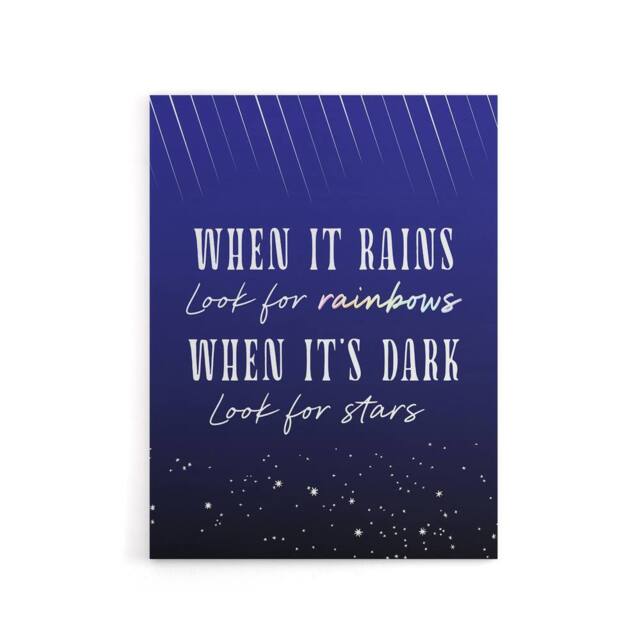"Artery8 When It's Dark Look For Stars Oscar Wilde Quote Canvas Wall Art Print in Blue - Size: W12"" x H16""" - image 1