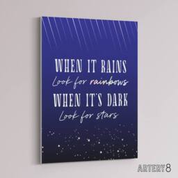 "Artery8 When It's Dark Look For Stars Oscar Wilde Quote Canvas Wall Art Print in Blue - Size: W12"" x H16""" - thumbnail 2