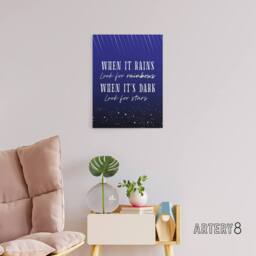 "Artery8 When It's Dark Look For Stars Oscar Wilde Quote Canvas Wall Art Print in Blue - Size: W12"" x H16""" - thumbnail 3