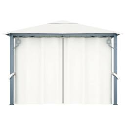 Berkfield Home Gazebo with Curtain&LED String Lights 3x3 m Cream Aluminium in Beige - thumbnail 6