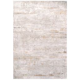 Kukoon Grey Gold Metallic Floral Motif Textured Low Pile Area Rug in Metallics - Size: 80 cm x 150 cm - thumbnail 1