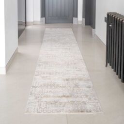 Kukoon Grey Gold Metallic Floral Motif Textured Low Pile Area Rug in Metallics - Size: 80 cm x 150 cm - thumbnail 6