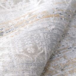 Kukoon Grey Gold Metallic Floral Motif Textured Low Pile Area Rug in Metallics - Size: 80 cm x 150 cm - thumbnail 5