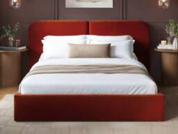 Solace+Co Lena Velvet Ottoman Bed Burnt Orange - Size: King - thumbnail 2