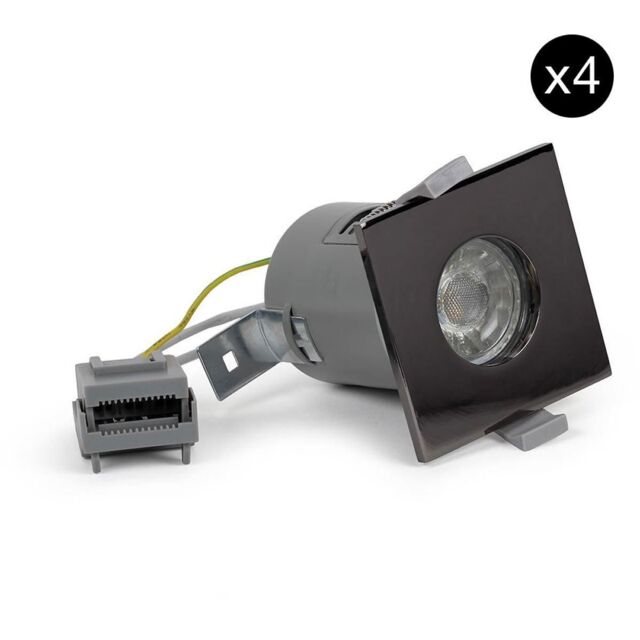 SE Home 4 PACK - Black Nickel GU10 Square Fire Rated Downlight - IP65 - image 1