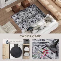 VOGREX Non-Slip Washable Rug, Chenille Floor Carpet in Grey - Size: 120 cm x 170 cm - thumbnail 3