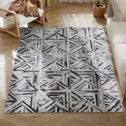 VOGREX Non-Slip Washable Rug, Chenille Floor Carpet in Grey - Size: 120 cm x 170 cm - thumbnail 1