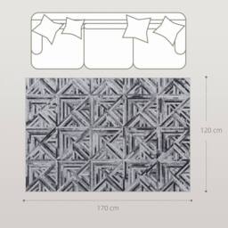 VOGREX Non-Slip Washable Rug, Chenille Floor Carpet in Grey - Size: 120 cm x 170 cm - thumbnail 2