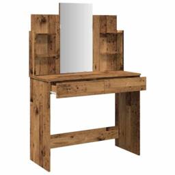 Berkfield Home Beautiful Dressing Table with Mirror Old Wood 96x39x142 cm in Brown - Size: 96 x 39 x 142 cm - thumbnail 7