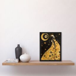 Artery8 Moon Goddess Gold Black Klimt Style Conceptual Art Framed Wall Art - Size: A4 - thumbnail 4