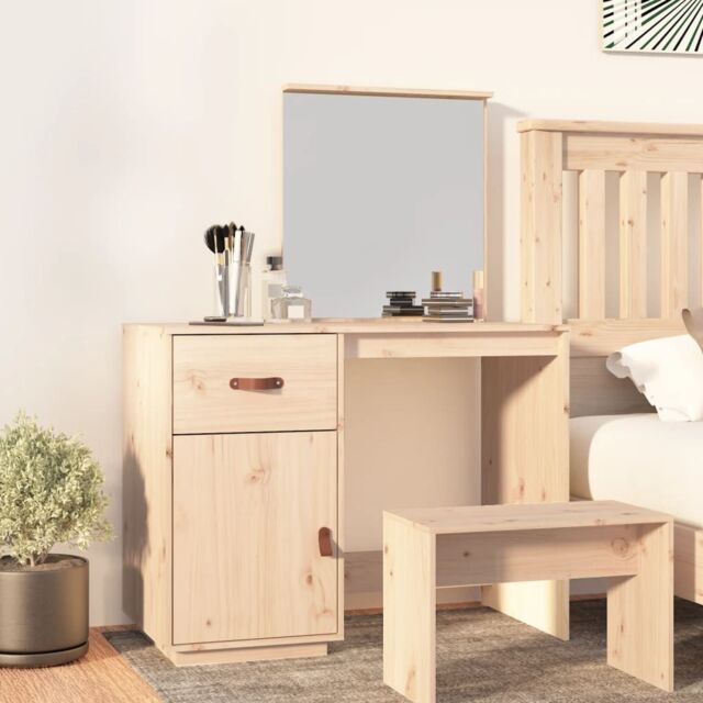 Berkfield Home Cosmetic Desk 95x50x134 cm Solid Wood Pine in Brown - Size: 95 x 50 x 134 cm - image 1