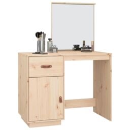 Berkfield Home Cosmetic Desk 95x50x134 cm Solid Wood Pine in Brown - Size: 95 x 50 x 134 cm - thumbnail 4