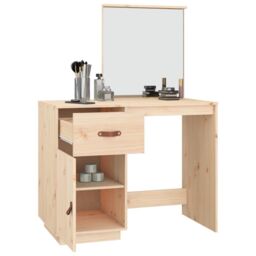 Berkfield Home Cosmetic Desk 95x50x134 cm Solid Wood Pine in Brown - Size: 95 x 50 x 134 cm - thumbnail 5