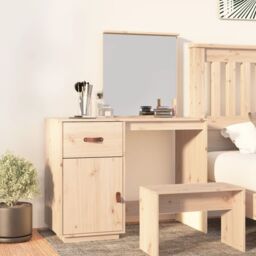 Berkfield Home Cosmetic Desk 95x50x134 cm Solid Wood Pine in Brown - Size: 95 x 50 x 134 cm
