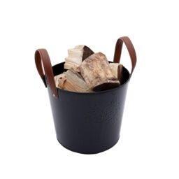 Charles Bentley Mulberry Leather Handle Log Bucket Iron Leather Black Timeless Style - Size: Large - thumbnail 3