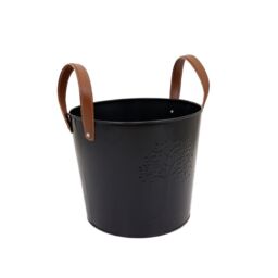 Charles Bentley Mulberry Leather Handle Log Bucket Iron Leather Black Timeless Style - Size: Large - thumbnail 6