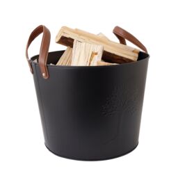 Charles Bentley Mulberry Leather Handle Log Bucket Iron Leather Black Timeless Style - Size: Large - thumbnail 4