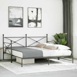 Berkfield Home Durable Daybed with Trundle without Mattress Black 100x200 cm Steel