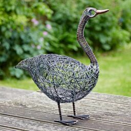 Paper High Guska the Standing Duck Wire Garden Ornament in Silver - thumbnail 1