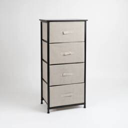 Scottish Everlastings Ltd 4 Drawer Black Cabinet with Beige Fabric Drawers - thumbnail 3