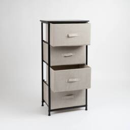 Scottish Everlastings Ltd 4 Drawer Black Cabinet with Beige Fabric Drawers - thumbnail 4
