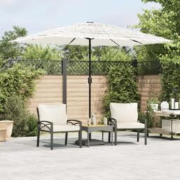 Berkfield Home Garden Parasol with Steel Pole White 300x200x250 cm - Size: 300 x 200 x 250 cm