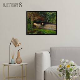 "Artery8 John Everett Millais Ophelia Cropped Framed Canvas Wall Art Print in Green - Size: W12"" x H16""" - thumbnail 3