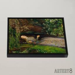 "Artery8 John Everett Millais Ophelia Cropped Framed Canvas Wall Art Print in Green - Size: W12"" x H16""" - thumbnail 2