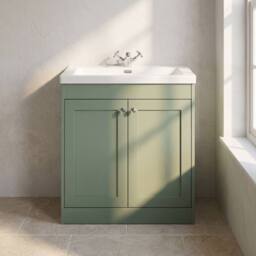 Balterley 800mm Floor Standing 2 Door Unit with Basin 1 Tap Hole, Satin Green - thumbnail 6