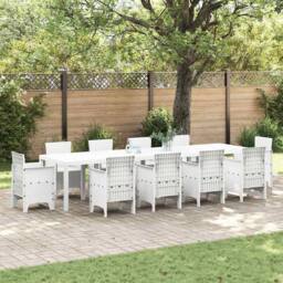 Berkfield Home Garden Table White 350x100x73 cm Poly Rattan - Size: 350 x 100 x 73 cm - thumbnail 2