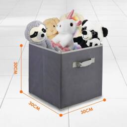 Havendro Set of 4 Collapsible Foldable Storage Boxes Fabric Cubes Box in Grey - thumbnail 2