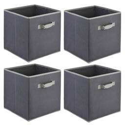 Havendro Set of 4 Collapsible Foldable Storage Boxes Fabric Cubes Box in Grey - thumbnail 1