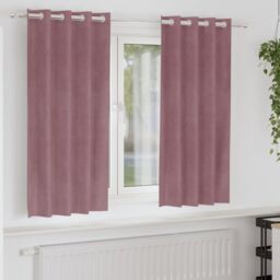 Berkfield Home Blackout Curtains with Eyelets 2 pcs Dark Pink Velvet - thumbnail 1