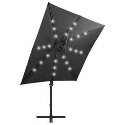 Berkfield Home Cantilever Umbrella with Pole & LED Lights Anthracite 250 cm in Charcoal - thumbnail 4