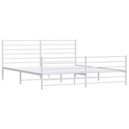 Berkfield Home Metal Bed Frame with Headboard & Footboard White 183x213 cm - thumbnail 4