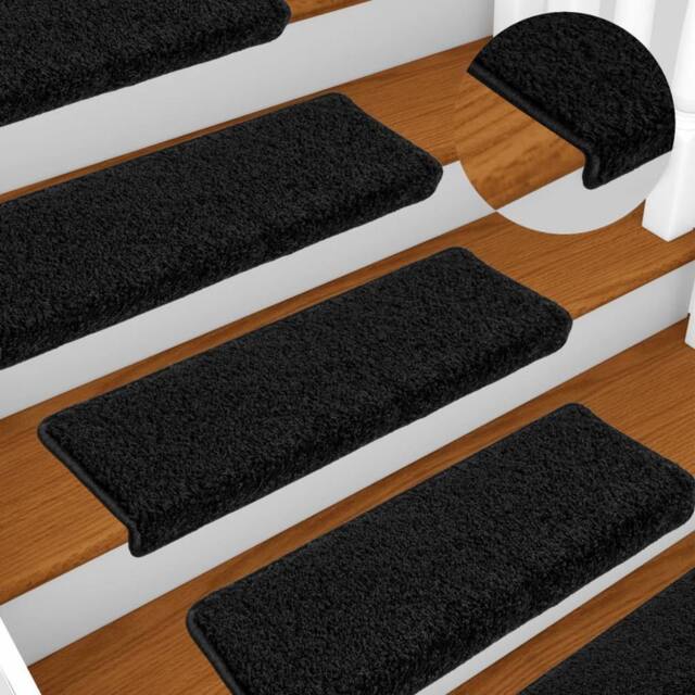 Berkfield Home Stair Mats 10 pcs 65x21x4 cm Black - Size: Medium - image 1
