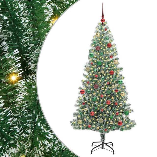 Berkfield Home Artificial Christmas Tree Snow Flocked with LED Light 180 cm in Green - image 1