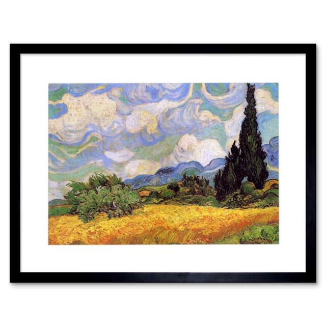 "Artery8 Van Gogh Wheat Field Cypresses 1889 Painting 12x16"" Framed Art Print - Size: W12"" x H16""" - image 1