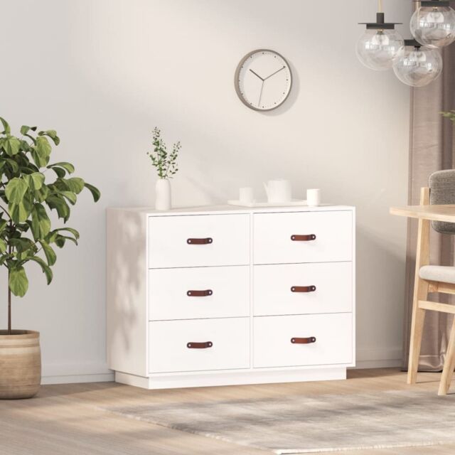 Berkfield Home Sideboard White 100x40x75 cm Solid Wood Pine - Size: 100 x 40 x 75 cm - image 1