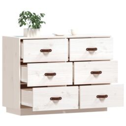 Berkfield Home Sideboard White 100x40x75 cm Solid Wood Pine - Size: 100 x 40 x 75 cm - thumbnail 4