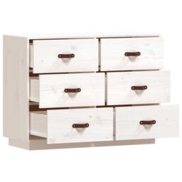 Berkfield Home Sideboard White 100x40x75 cm Solid Wood Pine - Size: 100 x 40 x 75 cm - thumbnail 6