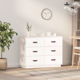 Berkfield Home Sideboard White 100x40x75 cm Solid Wood Pine - Size: 100 x 40 x 75 cm
