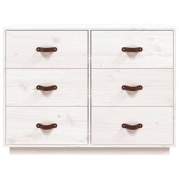 Berkfield Home Sideboard White 100x40x75 cm Solid Wood Pine - Size: 100 x 40 x 75 cm - thumbnail 5