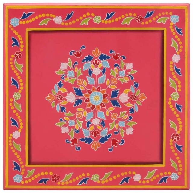 Berkfield Home Beautiful Coffee Table Pink Hand Painted Solid Wood Mango - image 1