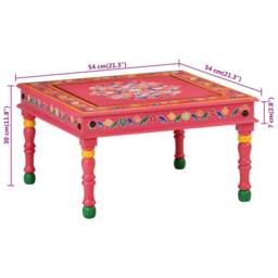 Berkfield Home Beautiful Coffee Table Pink Hand Painted Solid Wood Mango - thumbnail 7