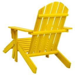 Berkfield Home Garden Adirondack Chair with Ottoman Solid Fir Wood Yellow - thumbnail 4